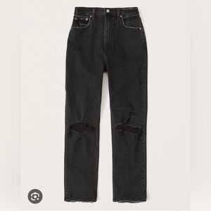 Abercrombie & Fitch Ankle Straight Ultra High-Rise Washed Black